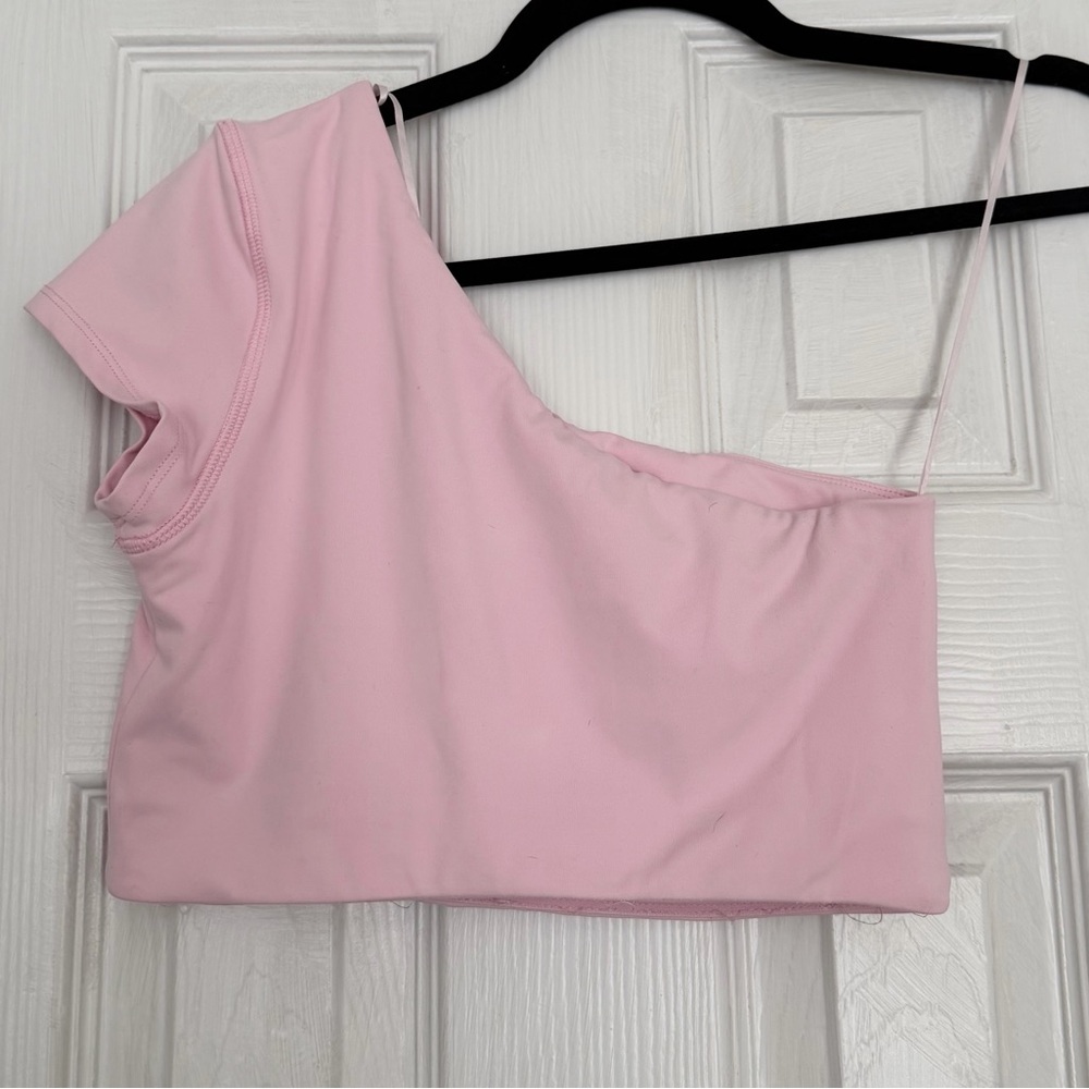 Pink One-Shoulder Athletic Top